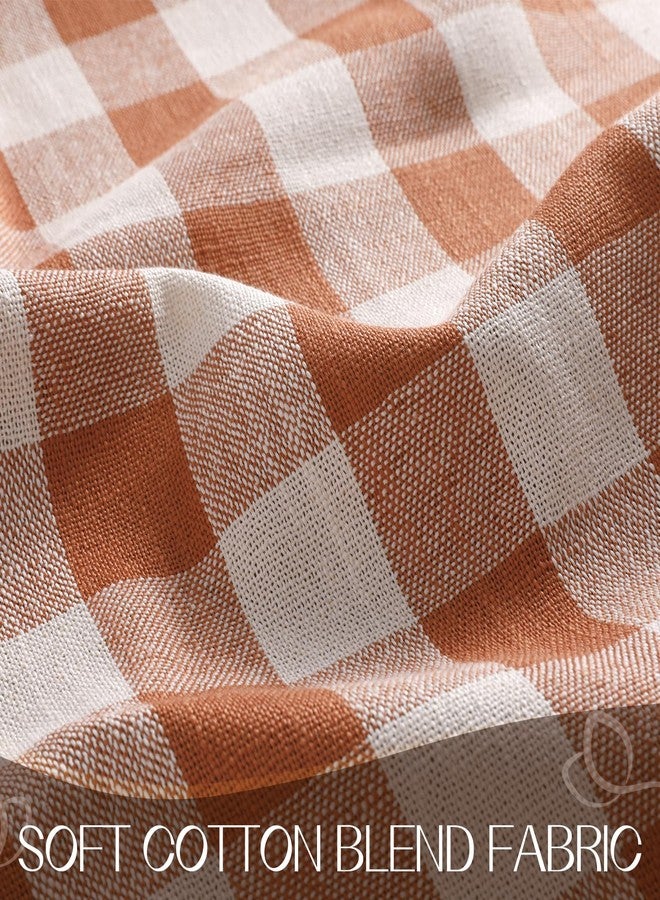 Romanstile Fall Checkered Tablecloth Rectangle, Thanksgiving Linen Cotton Gingham Table Cloth with Tassel, Wrinkle Free Buffalo Plaid Table Cover for Dining Party Decor - 55 x 84 Inch, Orange - Image 4